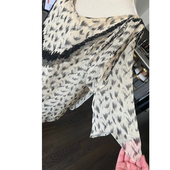 3.1 Phillip Lim Ivory Black Silk Beaded Romantic Boho Glam Blouse Top Sz 8 $785 - Picture 7 of 16